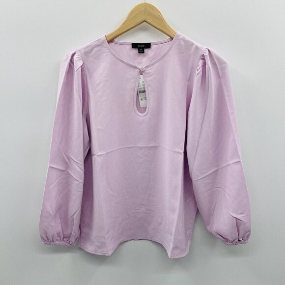 J Crew Petite Womens Size SP Small Long Sleeve Keyhole Top in Purple BL711 1773 - Picture 1 of 6